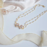 Sweet Bowknot Pearl Clavicle Chain Elegant Banquet Necklace