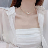 Sweet Bowknot Pearl Clavicle Chain Elegant Banquet Necklace