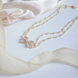 Sweet Bowknot Pearl Clavicle Chain Elegant Banquet Necklace
