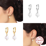 Synthetic Pearl Dangle Earrings 925 Sterling Silver Drop Earrings