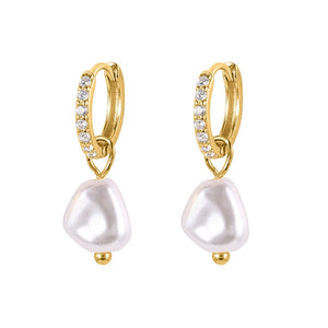 Synthetic Pearl Dangle Earrings 925 Sterling Silver Drop Earrings