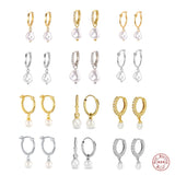 Synthetic Pearl Dangle Earrings 925 Sterling Silver Drop Earrings