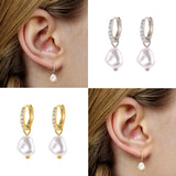 Synthetic Pearl Dangle Earrings 925 Sterling Silver Drop Earrings