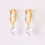 Synthetic Pearl Dangle Earrings 925 Sterling Silver Drop Earrings