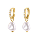 Synthetic Pearl Dangle Earrings 925 Sterling Silver Drop Earrings