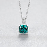 925 Silver Tanzanite Square Pendant Emerald Necklace