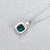 925 Silver Tanzanite Square Pendant Emerald Necklace