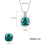 925 Silver Tanzanite Square Pendant Emerald Necklace