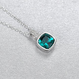 925 Silver Tanzanite Square Pendant Emerald Necklace