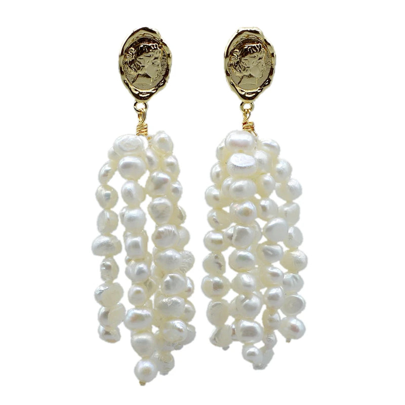 Baroque Pearl Tassel Earrings Wedding Jewelry Women's Earrings