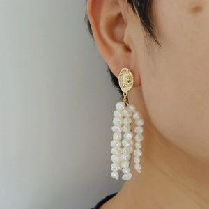 Baroque Pearl Tassel Earrings Wedding Jewelry Women's Earrings