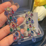Long Tassel Earrings with Cubic Zirconia for Women Wedding