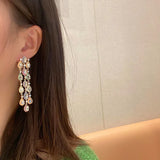 Long Tassel Earrings with Cubic Zirconia for Women Wedding