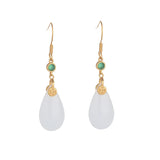Chalcedony Tassel Earrings Hotan Jade Retro Earrings