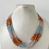 Adjustable Multilayer Jade Beaded Chain Choker Pink Orange