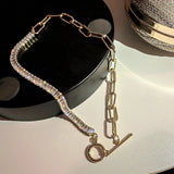 Rhinestone Tassel Pearl Choker Necklace for Women