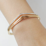 Gold-plated Stainless Steel Crystal Bangles for Women