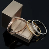 Gold-plated Stainless Steel Crystal Bangles for Women