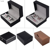 Tie Clip Cufflinks Storage Box Men Wedding Faux Leather