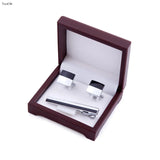 Tie Clip Cufflinks Storage Box Men Wedding Faux Leather