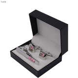 Tie Clip Cufflinks Storage Box Men Wedding Faux Leather