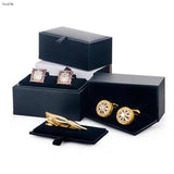 Tie Clip Cufflinks Storage Box Men Wedding Faux Leather