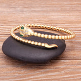 Copper Zircon Snake Cuff Bangle Adjustable Party Wedding Jewelry