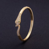 Copper Zircon Snake Cuff Bangle Adjustable Party Wedding Jewelry