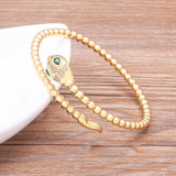 Copper Zircon Snake Cuff Bangle Adjustable Party Wedding Jewelry