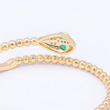 Copper Zircon Snake Cuff Bangle Adjustable Party Wedding Jewelry