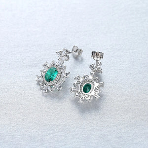 925 Silver Tourmaline Emerald Aquamarine Gemstone Earrings