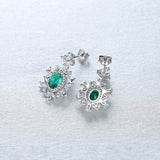 925 Silver Tourmaline Emerald Aquamarine Gemstone Earrings