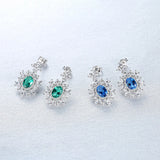 925 Silver Tourmaline Emerald Aquamarine Gemstone Earrings