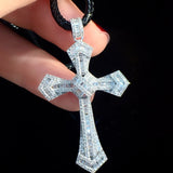 Zircon Trapezoid Cross Pendant Necklace Jewelry Gift for Banquet Wedding