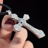Zircon Trapezoid Cross Pendant Necklace Jewelry Gift for Banquet Wedding