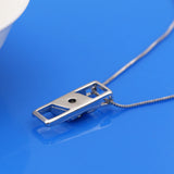 925 Silver Crystal Square Necklace Long Chain Choker Collar