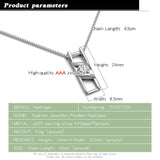 925 Silver Crystal Square Necklace Long Chain Choker Collar