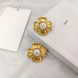 Golden Flower Stud Earrings For Women French Celi Earrings