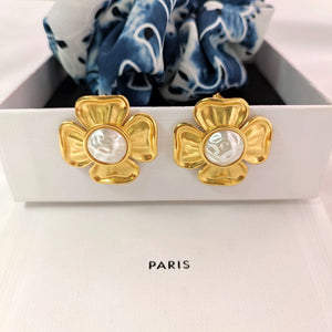 Golden Flower Stud Earrings For Women French Celi Earrings