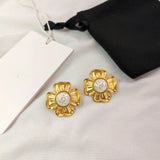Golden Flower Stud Earrings For Women French Celi Earrings