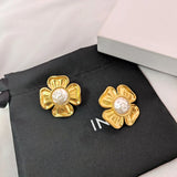 Golden Flower Stud Earrings For Women French Celi Earrings