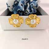 Golden Flower Stud Earrings For Women French Celi Earrings