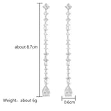 Zircon Pearl Long Tassel Earring Wedding Jewelry