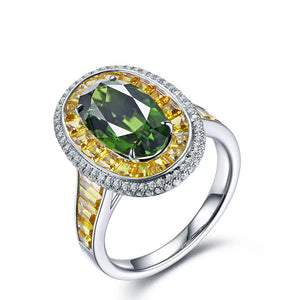Green Crystal Open Rings T Type CZ Stone Inlay Jewelry