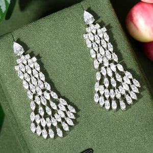 Circle Dangle Earrings For Women with CZ Crystal Dubai Bridal Earring