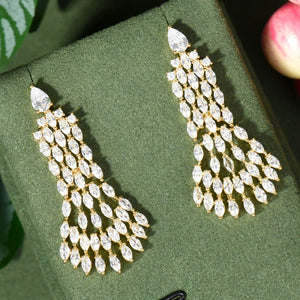 Circle Dangle Earrings For Women with CZ Crystal Dubai Bridal Earring