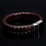 Stylish Men's Leather Bracelet with Stainless Steel Clasp