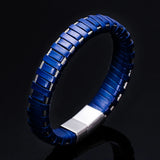 Stylish Men's Leather Bracelet with Stainless Steel Clasp