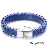 Stylish Men's Leather Bracelet with Stainless Steel Clasp