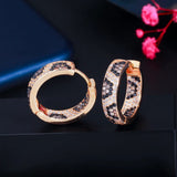 Sparkling CZ Leopard Hoop Earrings Gift CX834